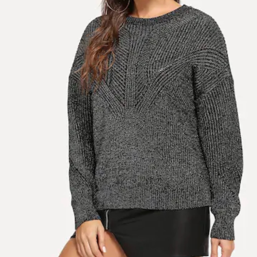 Knitted Lace Sweater Gray Black - Picture 3 of 6
